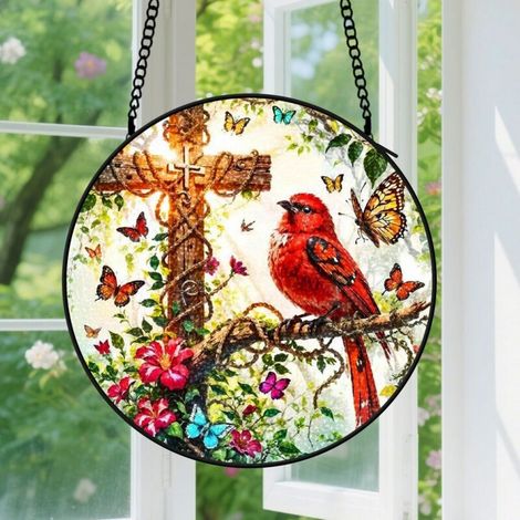 12.5cm Suspension en Vitrail Unique, Attrape-Soleil Élégant Minimaliste pour Fenêtre Intérieur, Cadeau Noël, Anniversaire pour Professeur (1/5)