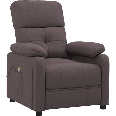 Fauteuil de massage, Fauteuil de relaxation confort détente, Chaise de Salle de Séjour Marron foncé Tissu ZSD59824 (1/5)
