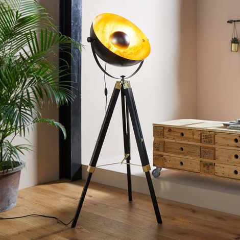 [NEUWERTIG] B-Ware Stehlampe Covaleda Dreibein schwarz/gold höhenverstellbar 164 cm Eglo (1/2)