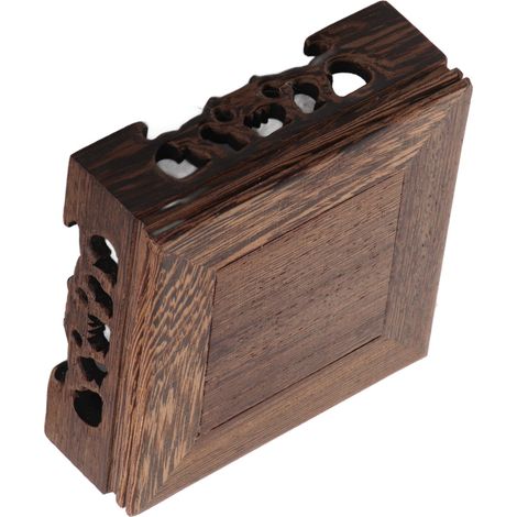 Support pour Décorations, Fleurs et Aquarium en Bois de Fabricant - Base Durable pour Statue Buddha, Pot de Fleurs, et Vase avec Plateau en Bois Carré pour Présentation (8-14 cm) (1/5)