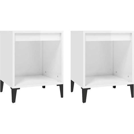 Maison Exclusive - Nachttische 2 Stk. Hochglanz-Weiß 40x35x50 cm (1/5)