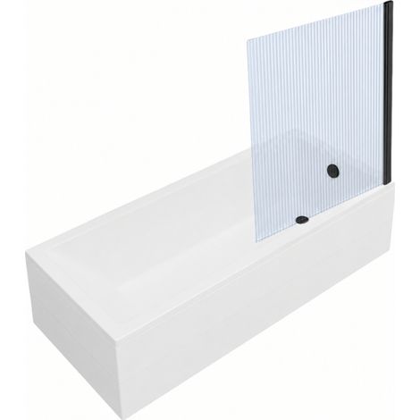 Baignoire rectangulaire VitrA Neon 170x75cm + Pare bain droit AURYS Raywall noir mat profilé droite + vidage noir mat