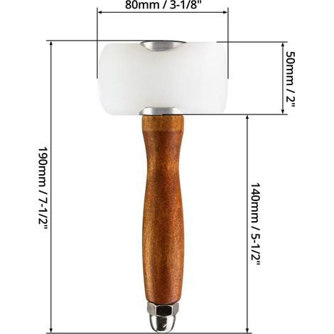 Martello in nylon per intaglio del cuoio, martello per cuoio con manico in legno, strumenti per cucire, intagliare, forare e stampare il cuoio (1/4)