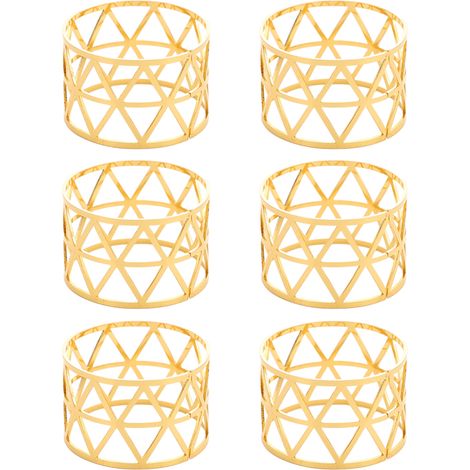 de 6 ronds de serviette de Noël en métal doré parfaits pour