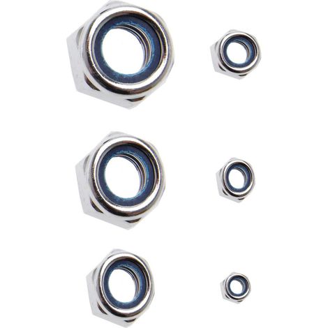 Bgs Technic – Assortiment d'écrous freins zingués M4 à M12 – 146 pièces – Indesserrables à bague nylon – Filetage métrique pas standard (1/5)