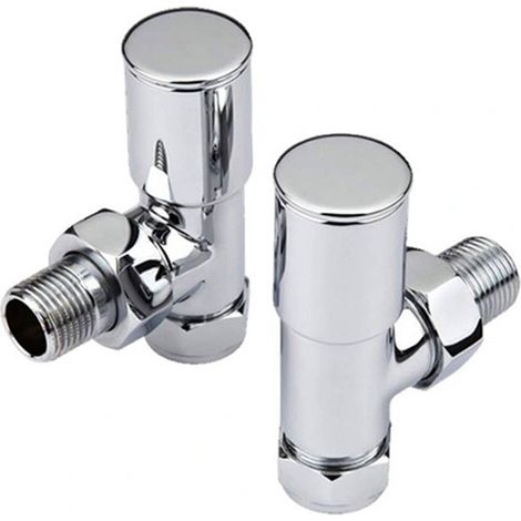 Towel warmer modern angled thermostatic radiator valve CP chrome, angled (pair) (1/2)