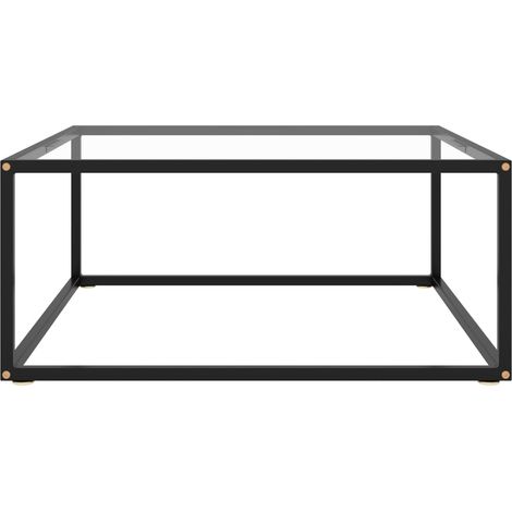 Table basse de salon, Table Café, Noir avec verre trempé 80x80x35 cm OIB8445E (1/5)