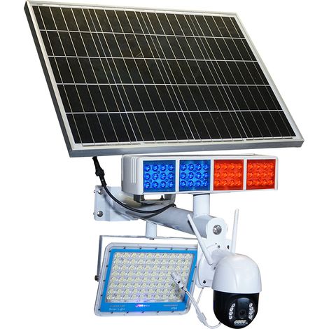 Lampada LED da 300 W con pannello solare da 60 W, batteria da 14000 mAh e telecamera di sorveglianza WIFI con allarme. Breckner Germany (1/5)
