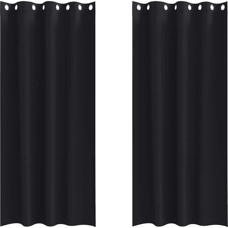 Maison Exclusive - Verdunkelungs-Vorhänge mit Ringen 2 pcs Schwar
