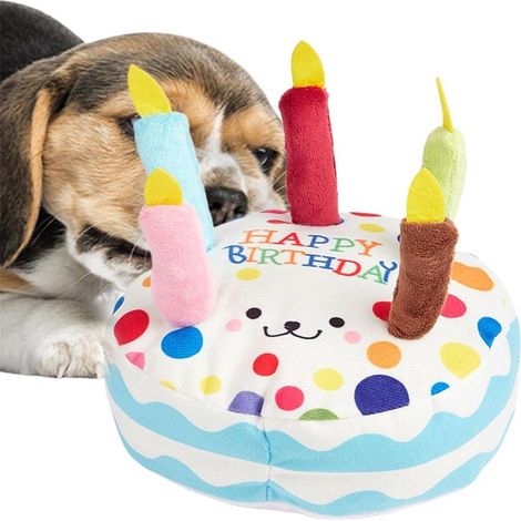 Jouet en peluche pour chien en forme de gâteau d'anniversaire (1/5)