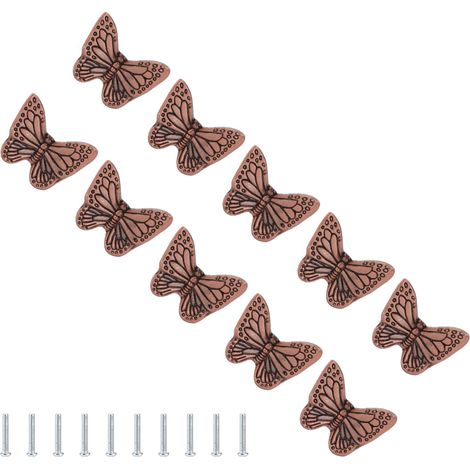 Poignée de tiroir en alliage, style moderne, étoile de mer et papillon, à un trou, pour tiroir, armoire ou penderie, bronze rouge.