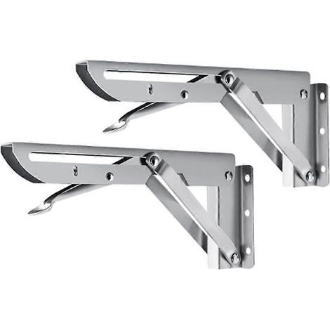 2 klappbare Eckwinkel aus gebürstetem Edelstahl, 35,5 cm (14 Zoll) lang, für dreieckige Regalböden, robuste Stützen und verstellbare Wandbänke (1/5)