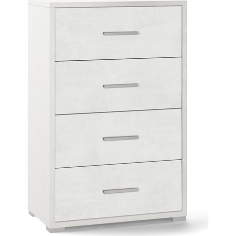 cassettiera 4 cassetti ossido bianco, 71x110x41 cm