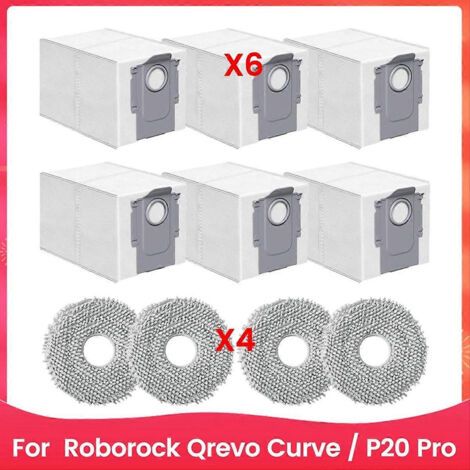 BARKBUSTERS Kit d'accessoires de rechange pour aspirateur robot Roborock Qrevo Curve / P20 Pro : pièces de nettoyage, lingettes de lavage, etc. (1/5)