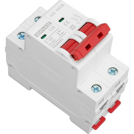Disjoncteur DC 500V 25A 2P Protection surcharge Système magnétique Interrupteur photovoltaïque Coupure automatique (1/5)