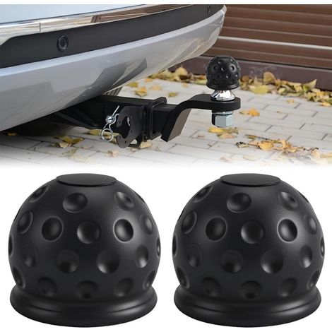 Lot de 2 housses de boule d'attelage 50mm universelles en caoutchouc noir (1/5)