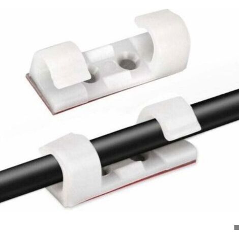 Clips Câbles Muraux - Adhésif Acrylique - Pour Câbles Jusqu'à 0,7 cm - Blanc - 20 Pièces (1/4)