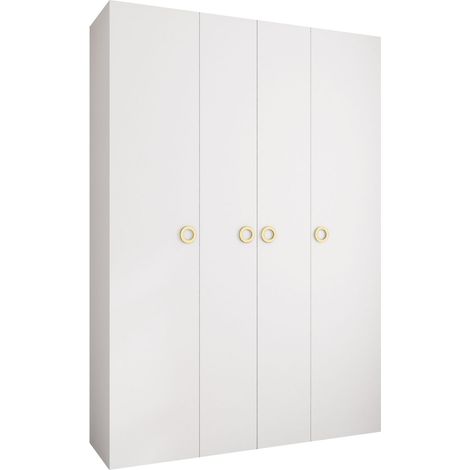 Armario Hartford 554, Blanco, 246x170x52cm, Puertas de armario: Con bisagras, Número de estantes: 16 (1/5)