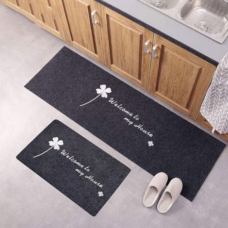 Tapis Cuisine Antidérapant 2 Pièces, Absorbant Eau Tapis pour entrée de Salle de Bain, Paillasson Tapis de Sol Cuisine Devant Evier (1/3)