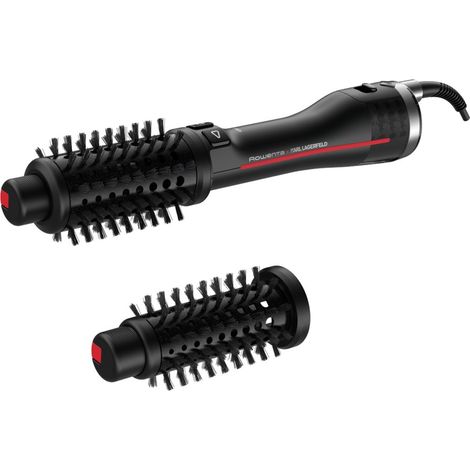 Rowenta x Karl Lagerfeld K/Pro Stylist CF961L - Bürste de Air, Automatische Schwenkbewegung, Gleichzeitiges Trocknen, 2 Temperaturen, Reduziert Frizz, Volumisiert das Haar, Schwarz & Rot (1/2)