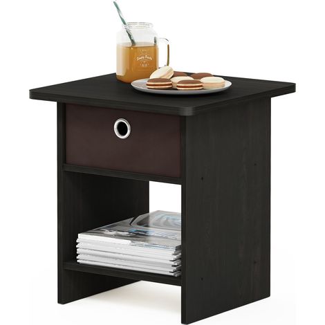 Étagère de Rangement Chevet/Table de Nuit avec Tiroir à Bacs, Expresso/Brun, Bois dense, Espresso/Marron, One Size (1/5)