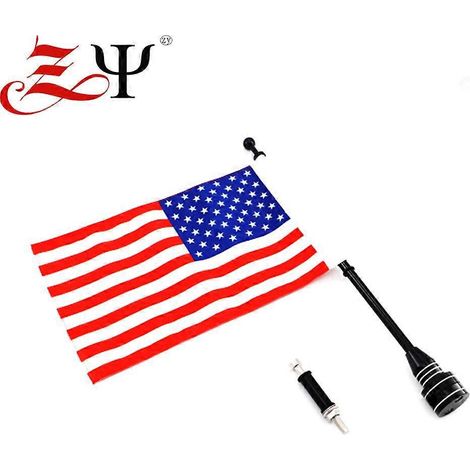 Drapeau américain noir pour porte-bagages arrière Harley-Davidson avec mât XL883 1200 X48 (grand modèle). (1/4)