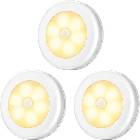 3-teiliges LED-Nachtlicht-Set – mit Bewegungssensor – Babyzimmer-Nachtlicht – batteriebetrieben – kabelloser Sensor – für Kinder und Babys – weißes Licht