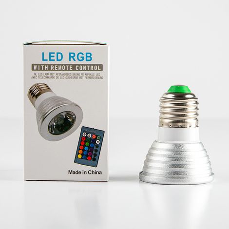 Spot LED RGB 3W E27/MR16 avec Télécommande, Ampoule Changeante de Couleur avec Mémoire, 12V/220V (1/4)
