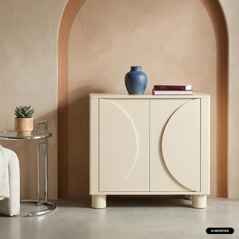 sweeek - Buffet décor bois beige 2 portes 80cm Pondi