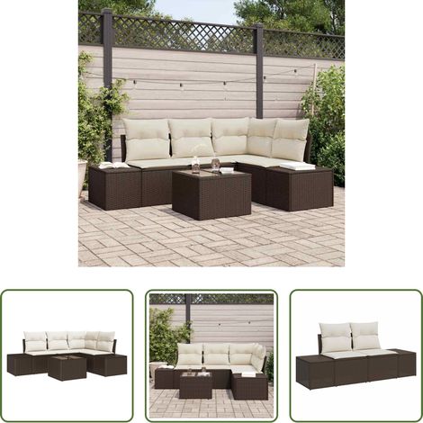 vidaXL Poly-Rattan - Gartensofa-set 5 pcs Braun Poly-Rattan (1/5)
