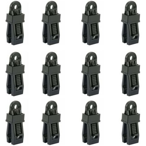 Lot de 12 pinces à bâche robustes, clip pour tente extérieure pour maintenir la bâche, le pare-soleil de voiture, la piscine (1/4)