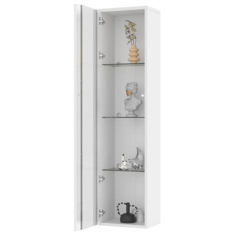 Vitrine 40×29×170cm, verre, LED multicolore, appli, acrylique, blanc