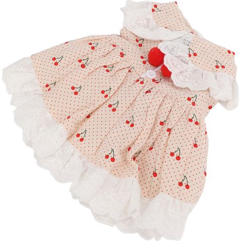 Robe pour animaux de compagnie en coton doux et respirant, motif cerises, jupe mignonne pour chiot, lapin, petit cochon, abricot, taille M (1/5)