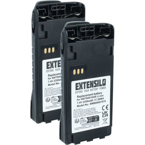 EXTENSILO 2x Batterie compatible avec Motorola GP340 EX radio talkie-walkie (2350mAh, 7,4V, Li-ion) - avec clip de ceinture (1/5)
