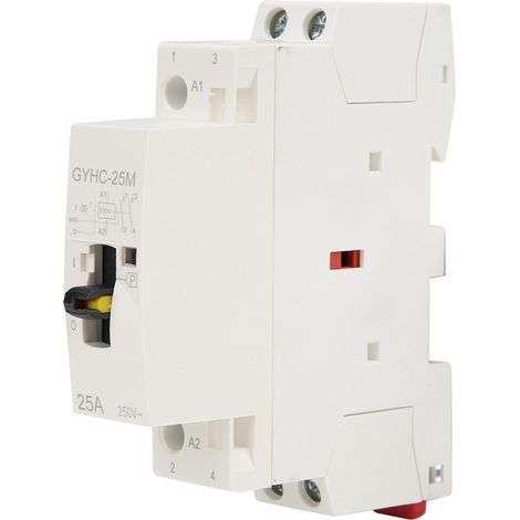 Contacteur secteur domestique 2P 25A 220V 50Hz sur rail DIN avec interrupteur de commande manuel 2NO (1/5)