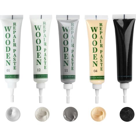 Kit de Réparation de Meubles en Boi, Parquet Repair Kit Marron Noir gris clair, blanc, Pâte à Bois Marron pour Rebouchage pour Rayures, Fissures, Trous, Taches (Gris) (1/5)