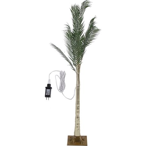 Ortviai Palmier Artificiel Illuminé 150 cm avec 165 LED, Tronc ABS, Idéal Terrasse, Piscine, Jardin, Déco Tropicale