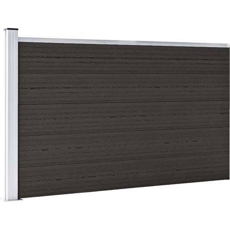 Panneau de clôture-Panneau de clôture Grillage de jardin WPC 175x105 cm Noir