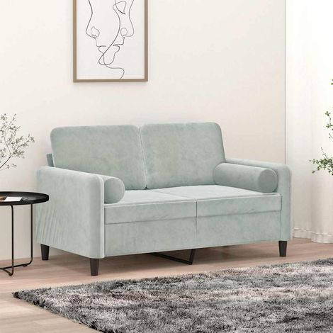 vidaXL Cojines decorativos 2 uds terciopelo gris claro Ø15x50 cm (1/5)