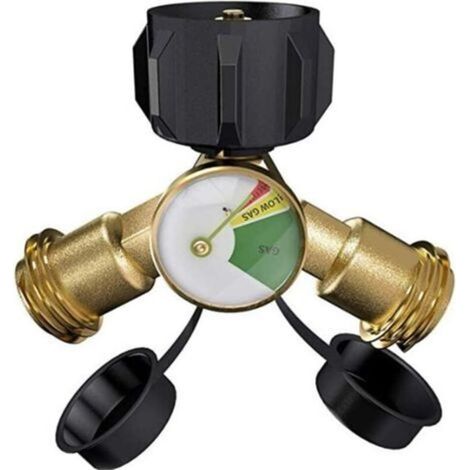 Adaptateur en laiton de Gaz Manomètre à gaz Jauge de manomètre à gaz Régulateur de gaz propane butane Adaptateur réservoir de gaz propane pour barbecue à gaz chauffage réchaud de camping (1/5)