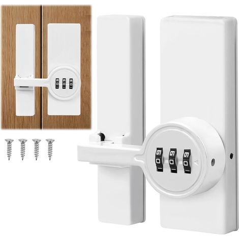 Shine Home Serrure de porte  avec verrouillage à code, alliage de zinc, serrure mécanique à combinaison, antivol, rotation à 180 degrés, pour portes de cabanon, portes de garage (blanche)