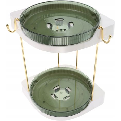 Ampio ripiano portaoggetti per cosmetici da bagno con funzione girevole.