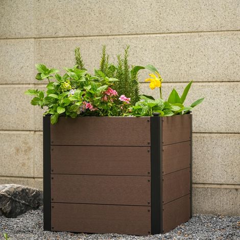Vegetable Garden en bois, Jardin mobile avec roulettes, grand volume, drainage efficace, montage facile, 64×64×60cm, avec le fond (1/5)