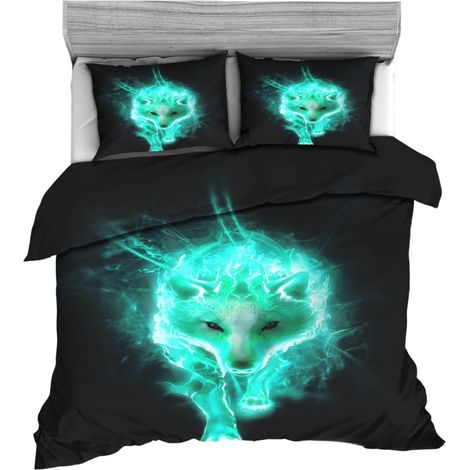 Ensemble de literie 3 pièces, motif animaux sauvages, coloré, polyester, pour chambre à coucher King of Shadows 228x228 3 pièces
