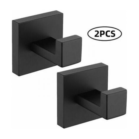 2 Piece Wall Hook Towel Hook Black 304 Stainless Steel Hook Rustproof Hook Bathroom Accessory Hook, Black