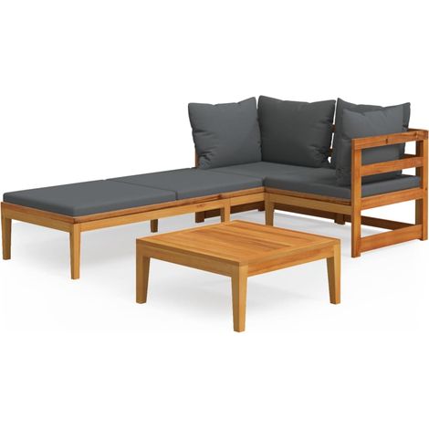 Maison Exclusive - Set Divani Giardino 3 pz con Cuscini Grigio Scuro Legno Acacia