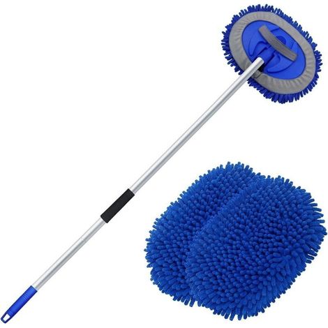 – Brosse de nettoyage pour voiture – Manche télescopique 157 cm – Tête en microfibre anti-rayures – Nettoyage de véhicules et surfaces (1/5)