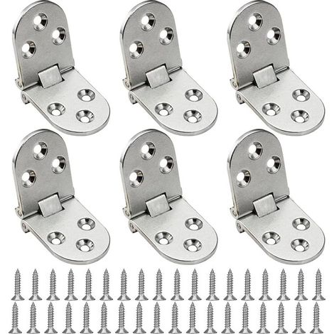 QAZQA Charnière Plate,Charnière Pliante 6 Pièces Charnière Flip Alliage Charnière Matériel Maison Charnières de Table Pliantes en Zinc Argent Charnière Invisible Montage de Meubles (1/5)