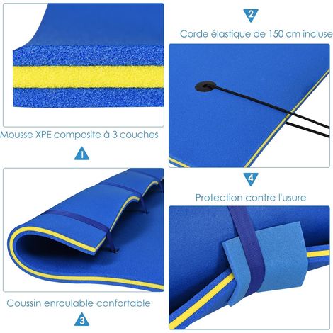 GOPLUS Île Flottante Gonflable Avec Auvent – 2-3 Places, 186x186x155 Cm, Charge 200 Kg, Pour Piscine, Plage Ou Jardin, Sans Souffleur