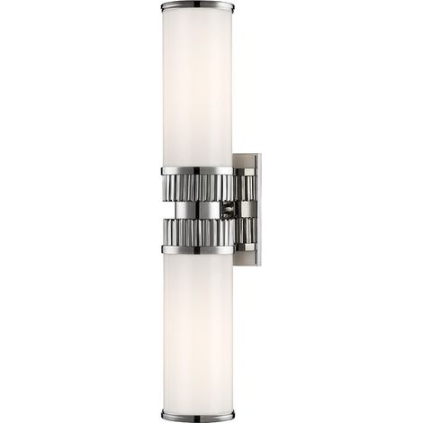 Harper Support de salle de bain à 2 lumières, nickel poli, verre